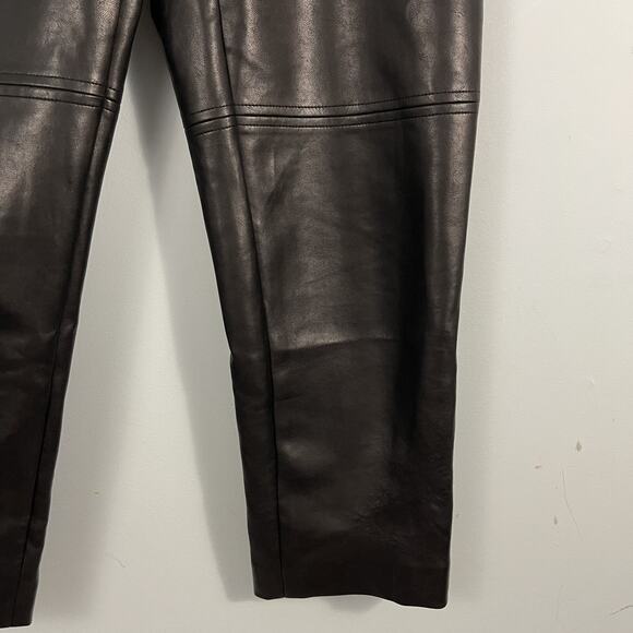 Aritzia Wilfred High Waisted Tie Belt Black Faux Leather Pants Size 2 - Picture 7 of 16